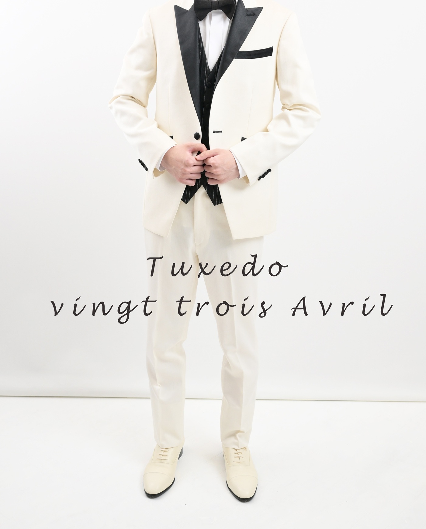 結婚式用 白タキシード 新郎衣装 ホワイト×ブラック